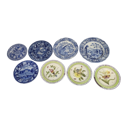 196 - A SET OF SIX VARIOUS EARLY 19TH CENTURY PEARLWARE BLUE AND WHITE TRANSFER PRINTED PLATES, CIRCA 1820... 