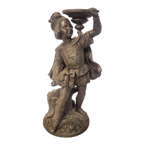 240 - A VICTORIAN SPELTER FIGURE/CENTREPIECE OF ARISTOCRATIC BOY
Wearing Tudor court dress, raised on a ru... 