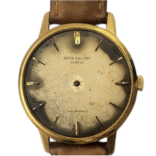 1 - PATEK PHILIPPE FOR HAUSMANN AND CO., A VINTAGE 18CT GOLD GENT’S WRISTWATCH
Silver tone dial with gil... 