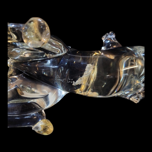 109 - PINO SIGNORETTO FOR VENETIAN MURANO HEAVY LEADY CRYSTAL HAND BLOWN MODEL OF A RECLINING HORSE
Enrich... 