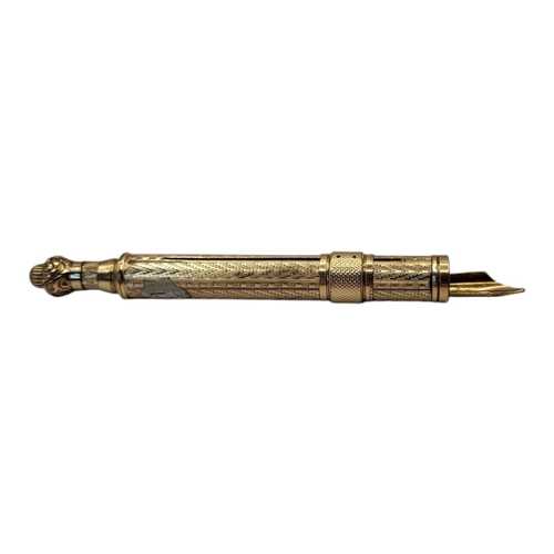 10A - A VINTAGE YELLOW METAL COMBINATION FOUNTAIN PEN AND PROPELLING PENCIL
Engraved decoration to case an... 