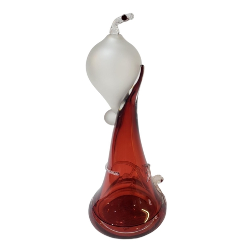 110 - A SCOTTISH TWIST GLASS STUDIO LEAD CRYSTAL RED FLASHED VASE
In Ruby Lizard pattern, designed by Mike... 