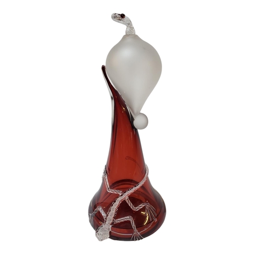 110 - A SCOTTISH TWIST GLASS STUDIO LEAD CRYSTAL RED FLASHED VASE
In Ruby Lizard pattern, designed by Mike... 