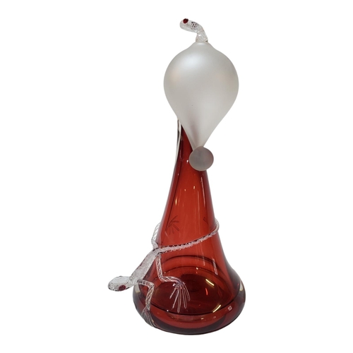 110 - A SCOTTISH TWIST GLASS STUDIO LEAD CRYSTAL RED FLASHED VASE
In Ruby Lizard pattern, designed by Mike... 