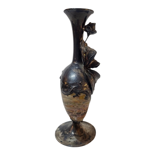 131 - ATTRIBUTED TO EARLY VENETIAN MURANO ART NOUVEAU HAND BLOWN AMPHORA SHAPED VASE
Textured iridescent g... 