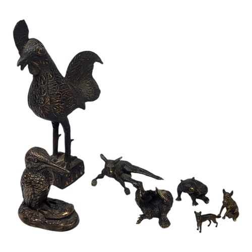 165 - A COLLECTION OF FIVE LATE 20TH CENTURY CAST BRONZE AUSTRALIAN MODELS OF ANIMALS
Platypus, Tasmanian ... 