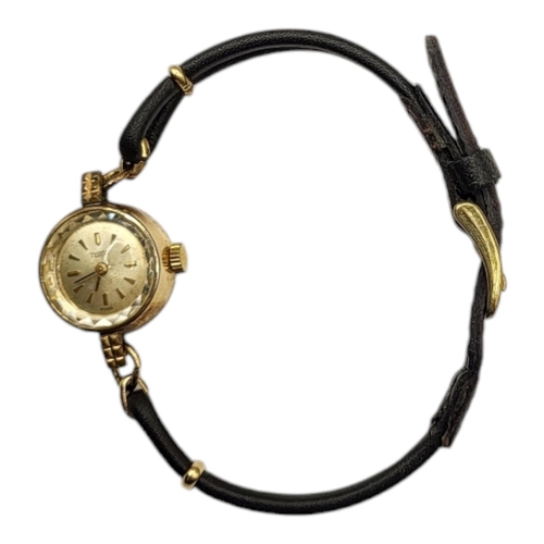 2 - TUDOR ROLEX, A VINTAGE GOLD PLATED LADIES WRISTWATCH
Having a silver tone dial with gilt number mark... 