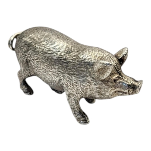 2A - ATTRIBUTED TO SAMPSON MORDAN, AN EDWARDIAN SILVER NOVELTY PIG
Fine engraved decoration, hallmarked C... 