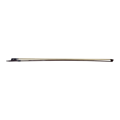 395 - HILL AND SON, A SILVER VIOLIN BOW
Round stick, ebony frog, pearl eye, stamped with initials ‘H&S’.
(... 