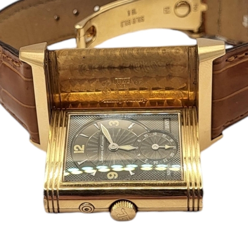 60 - JAEGER LECOULTRE, AN 18CT ROSE GOLD ‘REVERSO NIGHT AND DAY‘ GENT’S WRISTWATCH
Twin reversible dials,... 