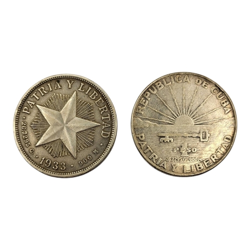 98A - TWO EARLY 20TH CENTURY ‘REPUBLICA DE CUBA’ SILVER ONE PESO COINS
One dated 1933 and a Centenario de ... 