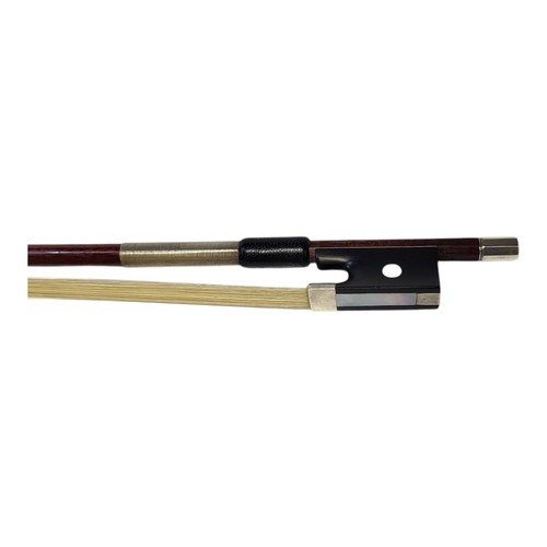 398 - ARTHUR RICHARD BULTITUDE, A SILVER VIOLIN BOW
Round stick, ebony frog, pearl eye, stamped ‘A.R. Bult... 