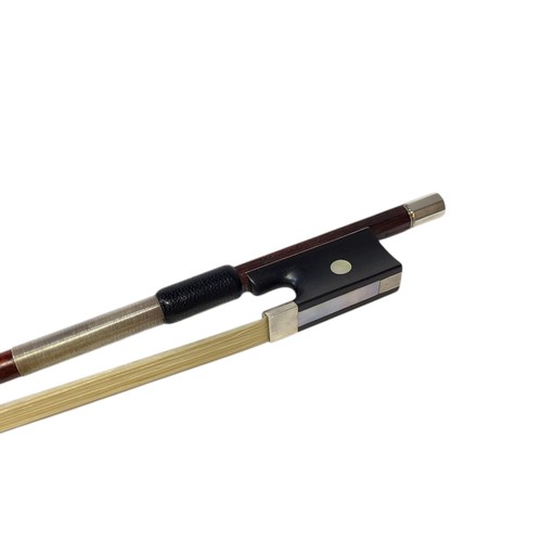 398 - ARTHUR RICHARD BULTITUDE, A SILVER VIOLIN BOW
Round stick, ebony frog, pearl eye, stamped ‘A.R. Bult... 