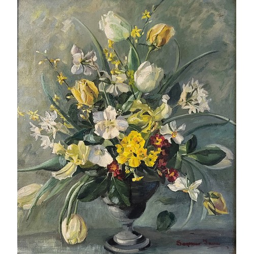 301A - SEYMOUR TURNER, AN EARLY 20TH CENTURY OIL ON CANVAS
Still life, vase of flowers, signed, details ver... 