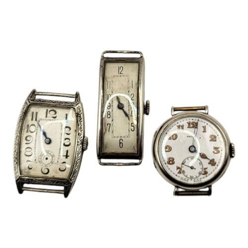 52A - A COLLECTION OF THREE EARLY 20TH CENTURY SILVER AND WHITE METAL GENT’S WRISTWATCHES
To include a wat... 