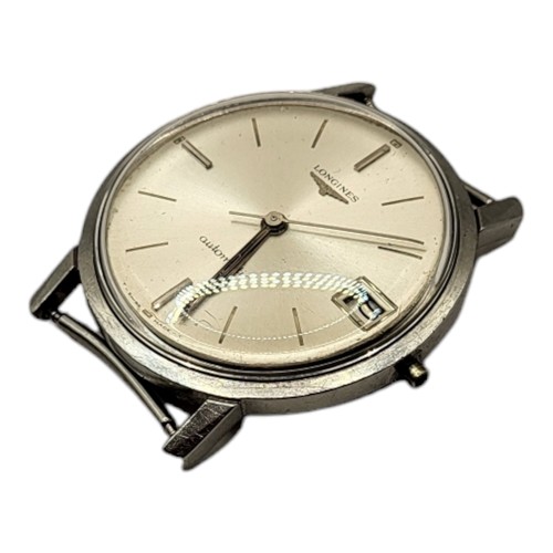 59A - LONGINES, A VINTAGE STAINLESS STEEL GENT’S AUTOMATIC WRISTWATCH
Silver tone dial with calendar windo... 