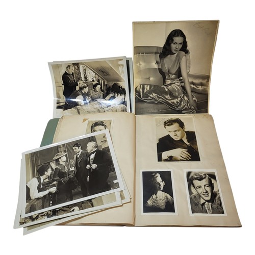 246 - AN INTERESTING FOLIO OF OVER EIGHTY BLACK AND WHITE PHOTOGRAPHS OF EARLY HOLLYWOOD MEMORABILIA FILM ... 