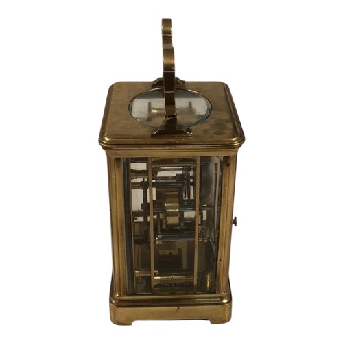 383 - A LATE 19TH EARLY 20TH CENTURY FRENCH BRASS CASED CARRIAGE CLOCK TIMEPIECE ALARM
Complete with key.
... 