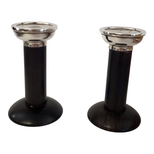 84A - ARTS & CRAFTS INSPIRED GEORGE V PERIOD SOLID EBONY STERLING SILVER MOUNTED DESK CANDLESTICKS
By Char... 