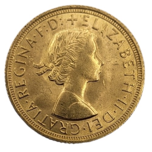 79A - A QUEEN ELIZABETH II 22CT GOLD FULL SOVEREIGN COIN, DATED 1958 
With King George and dragon to rever... 