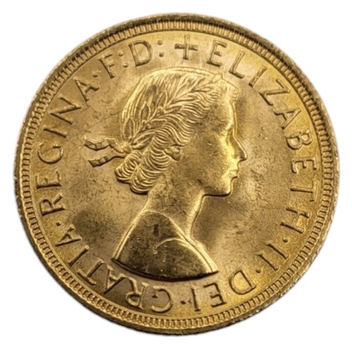 80A - A QUEEN ELIZABETH II 22CT GOLD FULL SOVEREIGN COIN, DATED 1958 
With King George and dragon to rever... 