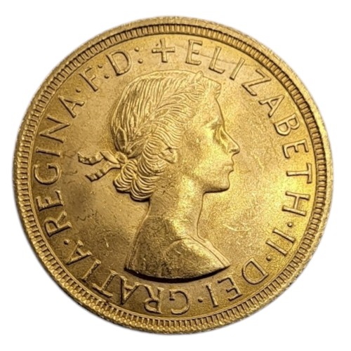 82A - A QUEEN ELIZABETH II 22CT GOLD FULL SOVEREIGN COIN, DATED 1958 
With King George and dragon to rever... 