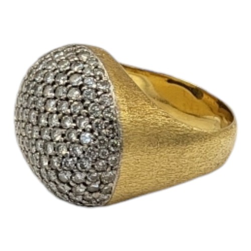 9B - A VINTAGE 18CT YELLOW METAL AND DIAMOND HEART FORM ‘BOMBE’ RING
Heavy gauge band with an arrangement... 