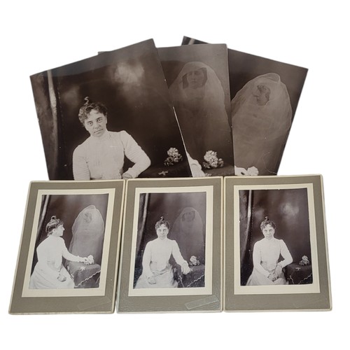 259 - A SET OF THREE 19TH CENTURY ‘GHOST’ PORTRAIT BLACK AND WHITE PHOTOGRAPHS
Seated female with an appar... 