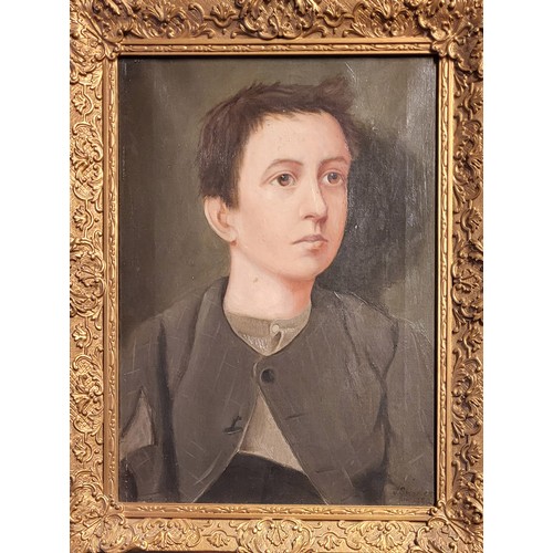 342 - A LATE 19TH CENTURY OIL ON CANVAS, PORTRAIT OF A YOUNG MAN
Signed, gilt framed.
(39cm x 50cm)