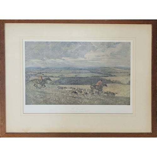 382 - LIONEL EDWARDS SIGNED PRINT HUNTING COUNTRIES, THE BICESTER, A CHECK NEAR REDHILL 
Printed by Eyre a... 