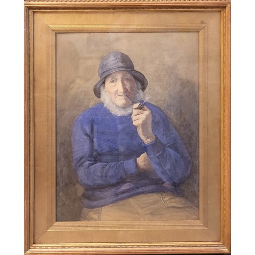 381 - HENRY M. TERRY, B. 1854, BRITISH, WATERCOLOUR
Portrait, titled ‘An Old Salt’, signed, gilt framed.
(... 