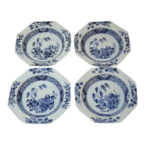 269 - A SET OF FOUR EARLY 19TH CENTURY QING DYNASTY CHINESE EXPORT WARE PORCELAIN BLUE AND WHITE DISHES
Ea... 