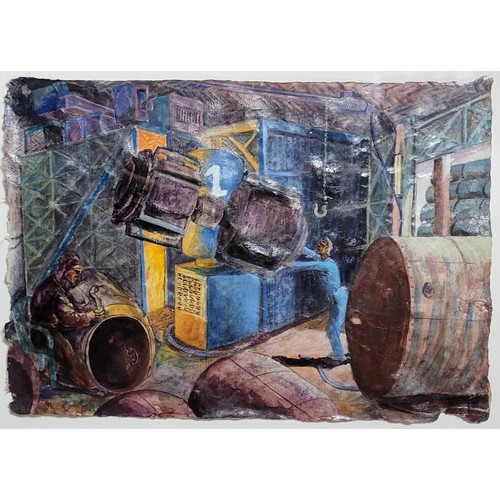 297 - MARK CAZALET, BRITISH, B. 1964, MIXED MEDIA
Water Tank Makers, Royal Plastics, Hebron, framed, title... 