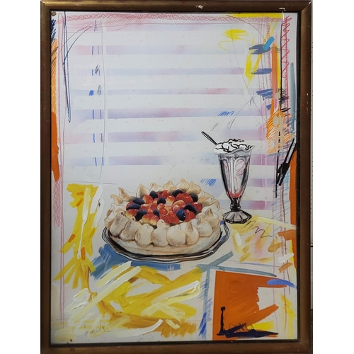 280 - LARGE MIXED MEDIA, STILL LIFE
Indistinctly signed lower right, framed.
(100cm x 130cm)