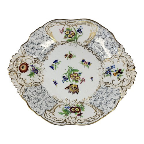 281 - GRAINGER AND CO., WORCESTER, A LARGE 19TH CENTURY ‘LEAF GROUND’ PORCELAIN MEAT PLATE
Hand painted fl... 