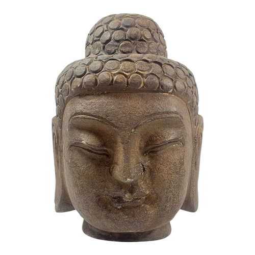 193 - A LARGE STONE BUDDHA HEAD.
(18cm x 18cm x 26cm)

Condition: good overall