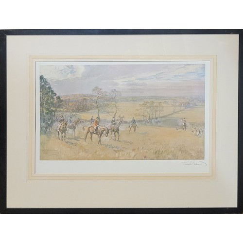 315 - LIONEL EDWARDS SIGNED PRINT HUNTING COUNTRIES, THE BICESTER, A CHECK NEAR REDHILL 
Printed by Eyre a... 