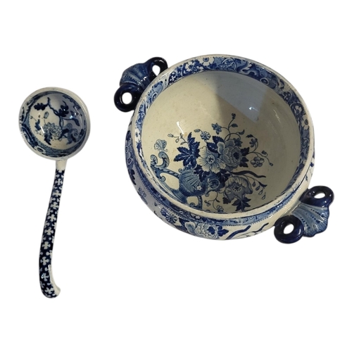 227 - A COLLECTION OF 18TH CENTURY AND LATER BLUE AND WHITE POTTERY AND PORCELAIN ITEMS 
To include two Ca... 