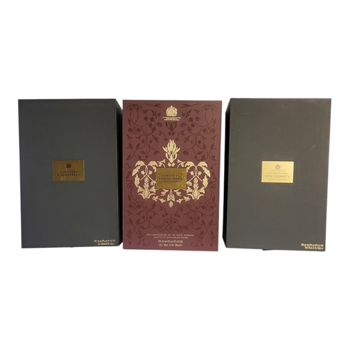 297 - JOHN WALKER AND SONS, THREE CASED ‘KING GEORGE V’ WHISKY BOTTLES
Two in plain grey boxes and one bur... 