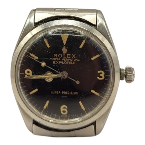 2A - ROLEX, A VINTAGE OYSTER PERPETUAL EXPLORER STAINLESS STEEL GENT’S WRISTWATCH
Black tone dial marked ... 