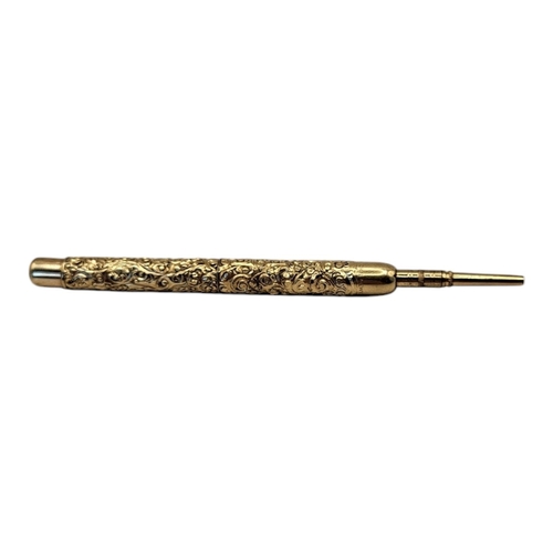 84 - W.S. HICKS, A 19TH CENTURY AMERICAN YELLOW METAL OVAL PROPELLING PENCIL
With fine engraved decoratio... 