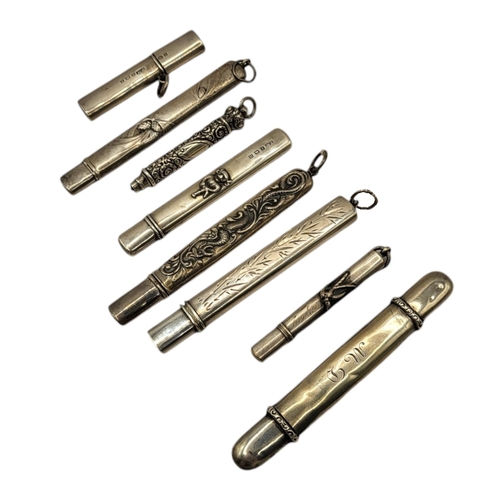 91A - A COLLECTION OF EARLY 20TH CENTURY SILVER CARPENTER’S PENCIL HOLDERS
To include a holder with Chines... 