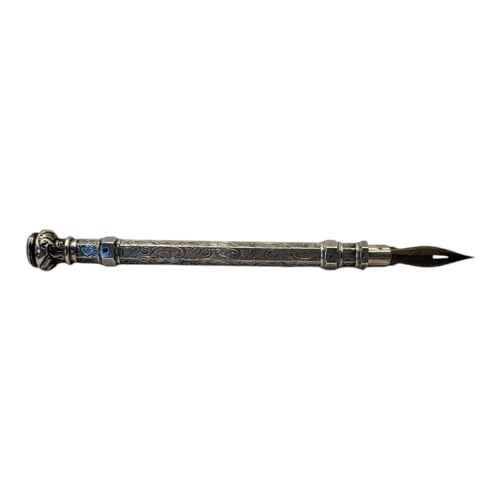 97 - A VICTORIAN SILVER AND BLOODSTONE COMBINATION FOUNTAIN PEN AND PENCIL
Pull out mechanism and engrave... 