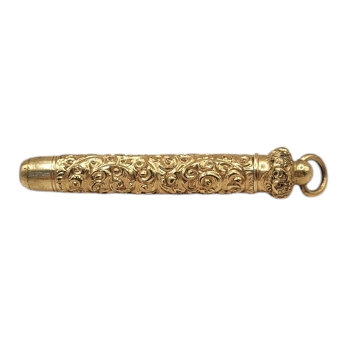 97A - A 19TH CENTURY YELLOW METAL PROPELLING PENCIL
Having fine engraved decoration and hanging bale.
(app... 