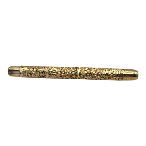 136 - W.S. HICKS, A 19TH CENTURY AMERICAN YELLOW METAL OVAL PROPELLING PENCIL
With fine engraved decoratio... 