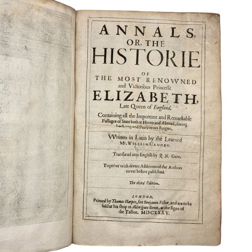 167 - CAMDEN WILLIAM ANNALES OR THE HISTORY OF THE MOST RENOWNED AND VICTORIOUS PRINCESSE ELIZABETH, LATE ... 