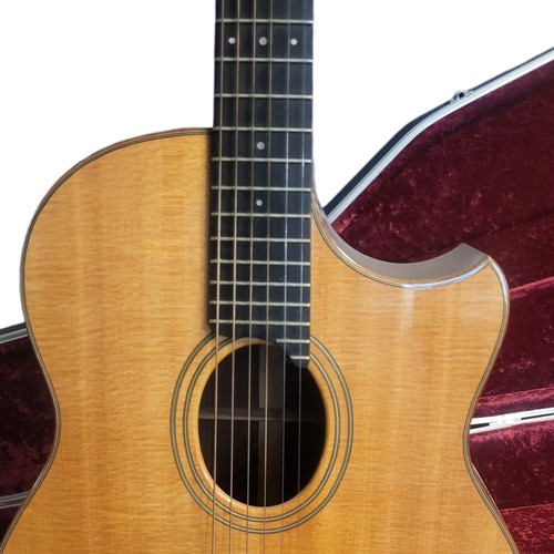 165 - FYLDE GUITARS, A VINTAGE ‘EGYPTIAN’ ELECTRIC ACOUSTIC GUITAR
Satinwood and rosewood case,gilt Fylde ... 