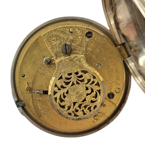 45 - A 19TH CENTURY SILVER VERGE GENT'S POCKET WATCH
The fusee movement marked Thomas Evans, Newcastle Em... 