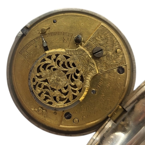 45 - A 19TH CENTURY SILVER VERGE GENT'S POCKET WATCH
The fusee movement marked Thomas Evans, Newcastle Em... 