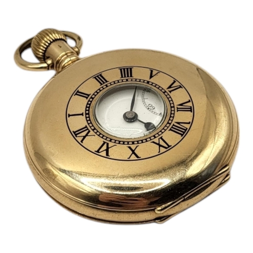 49 - AN EARLY 20TH CENTURY GOLD PLATED GENTS DEMI HUNTER GENT’S POCKET WATCH
Having a glass aperture, sub... 